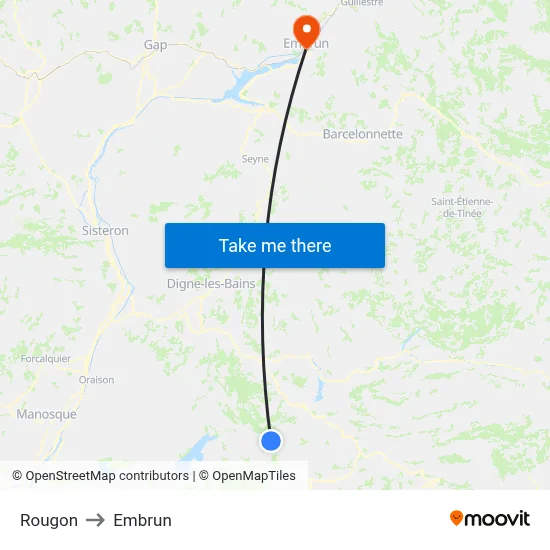 Rougon to Embrun map