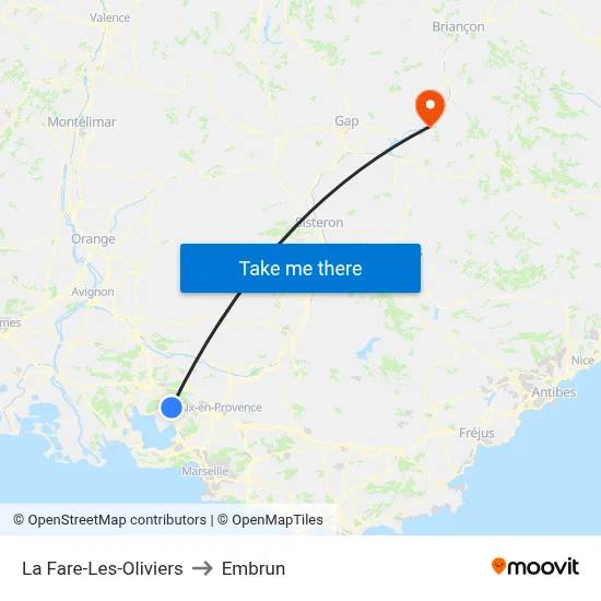 La Fare-Les-Oliviers to Embrun map