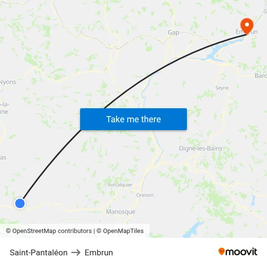 Saint-Pantaléon to Embrun map