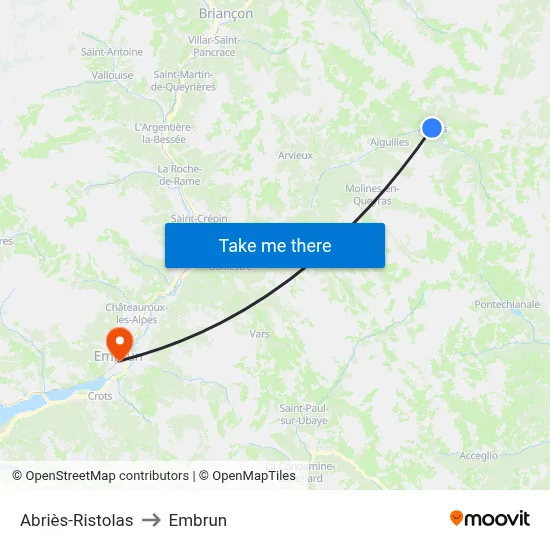 Abriès-Ristolas to Embrun map