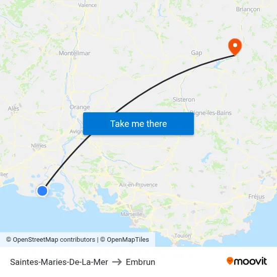 Saintes-Maries-De-La-Mer to Embrun map