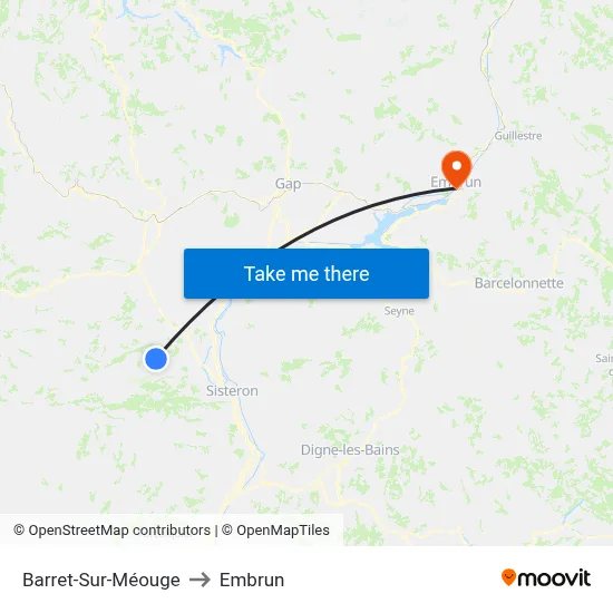 Barret-Sur-Méouge to Embrun map