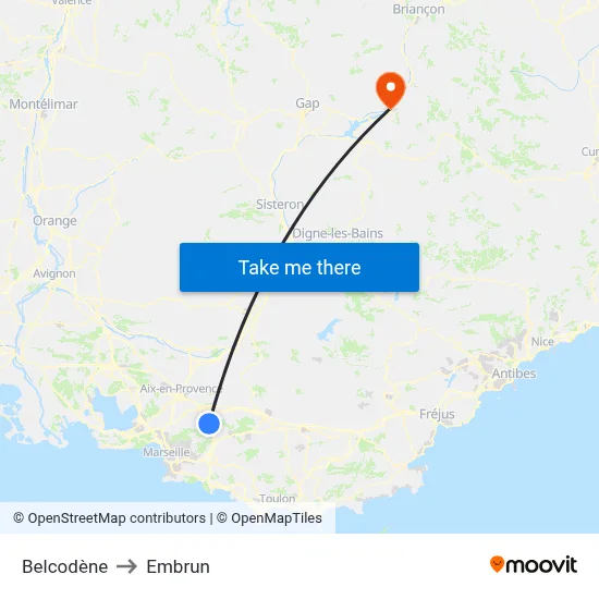 Belcodène to Embrun map