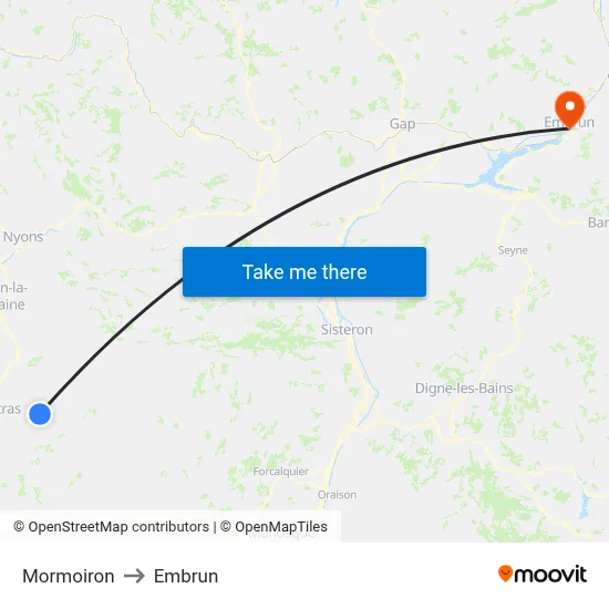 Mormoiron to Embrun map