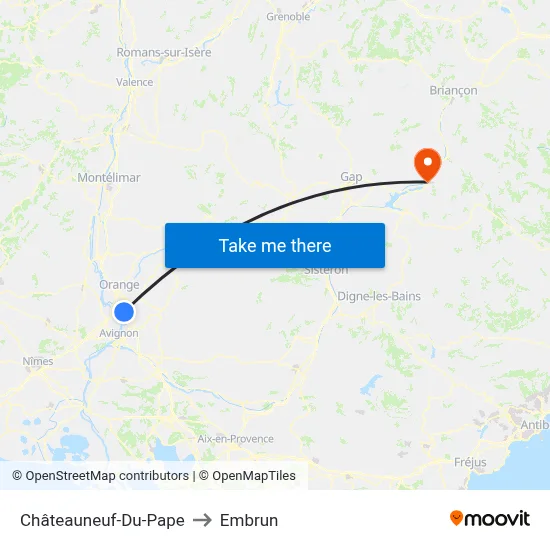 Châteauneuf-Du-Pape to Embrun map
