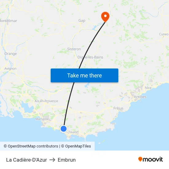 La Cadière-D'Azur to Embrun map