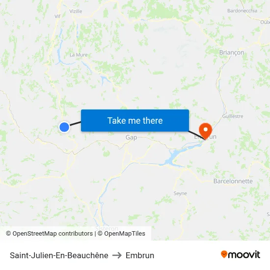 Saint-Julien-En-Beauchêne to Embrun map