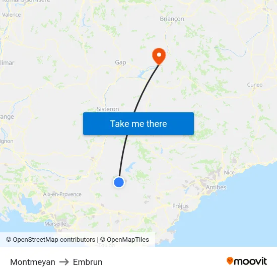 Montmeyan to Embrun map