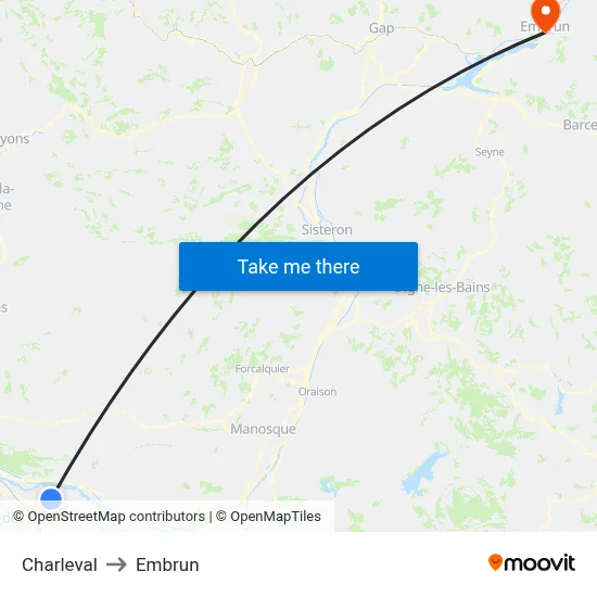 Charleval to Embrun map