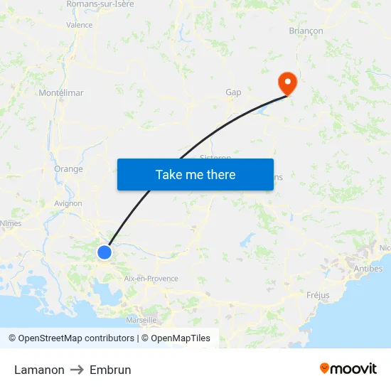 Lamanon to Embrun map