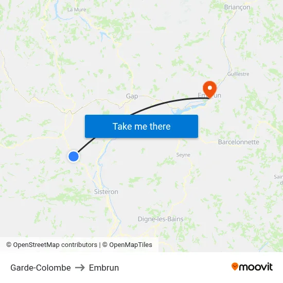 Garde-Colombe to Embrun map
