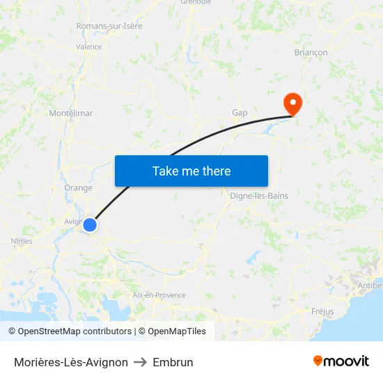 Morières-Lès-Avignon to Embrun map
