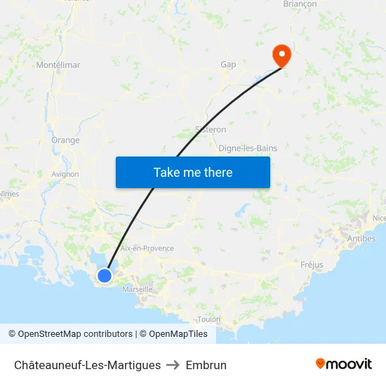 Châteauneuf-Les-Martigues to Embrun map