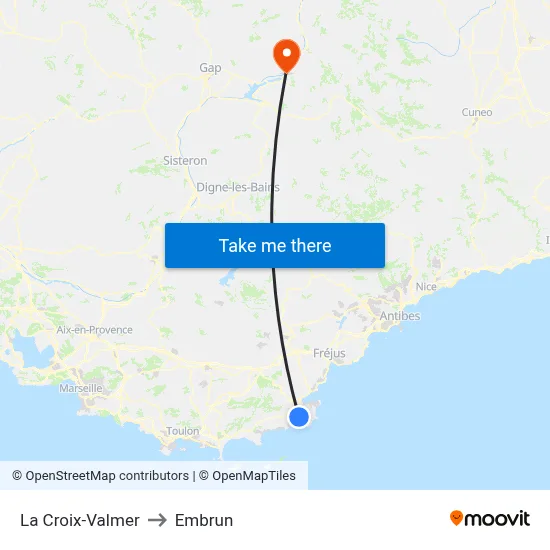 La Croix-Valmer to Embrun map