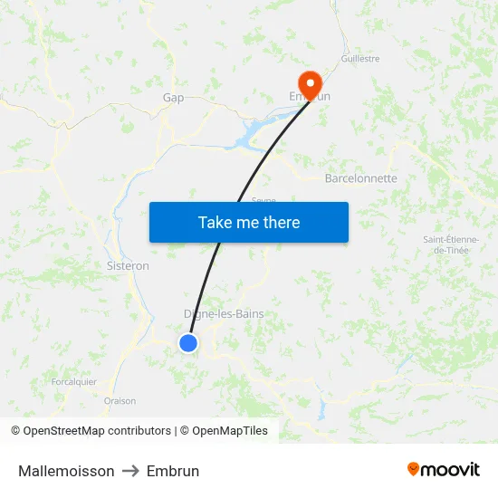 Mallemoisson to Embrun map