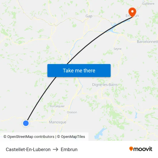 Castellet-En-Luberon to Embrun map