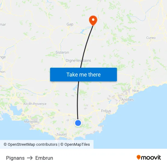 Pignans to Embrun map