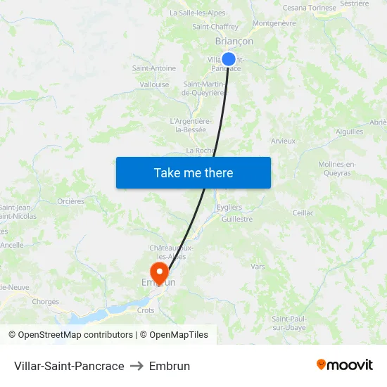 Villar-Saint-Pancrace to Embrun map