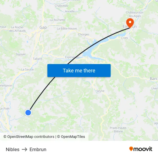 Nibles to Embrun map