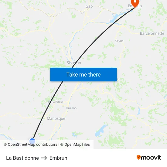 La Bastidonne to Embrun map