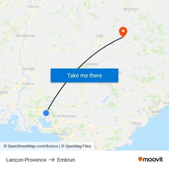 Lançon-Provence to Embrun map