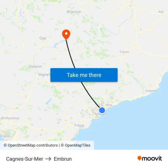 Cagnes-Sur-Mer to Embrun map