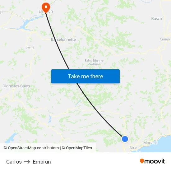 Carros to Embrun map