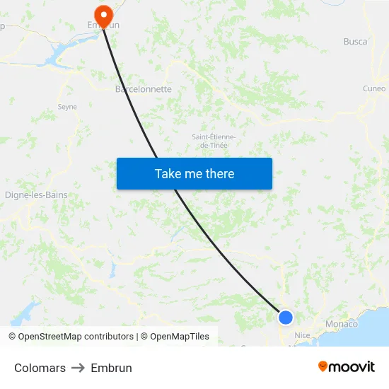 Colomars to Embrun map