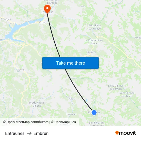 Entraunes to Embrun map