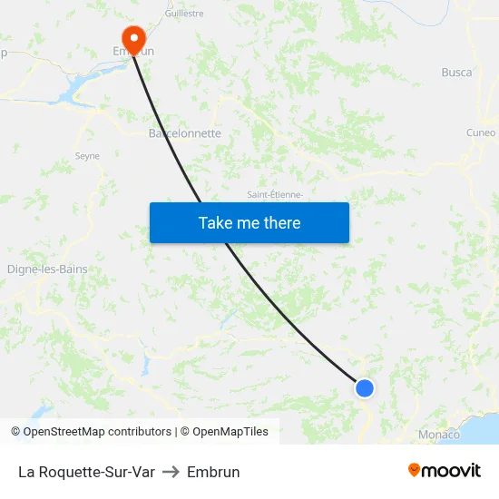 La Roquette-Sur-Var to Embrun map