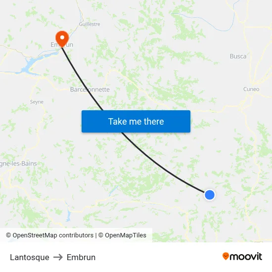 Lantosque to Embrun map