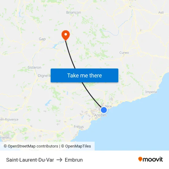 Saint-Laurent-Du-Var to Embrun map