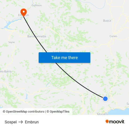 Sospel to Embrun map