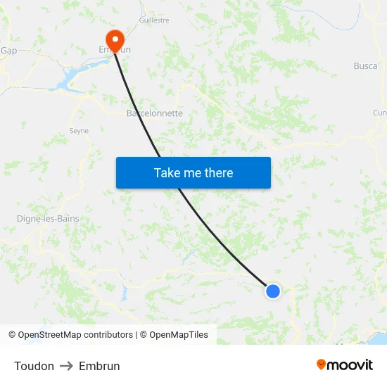 Toudon to Embrun map