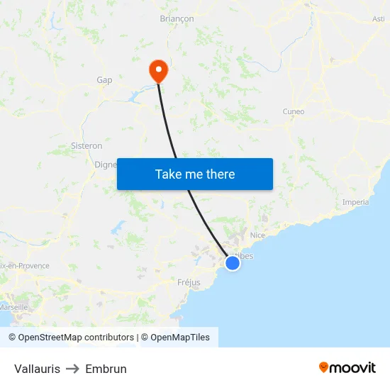 Vallauris to Embrun map