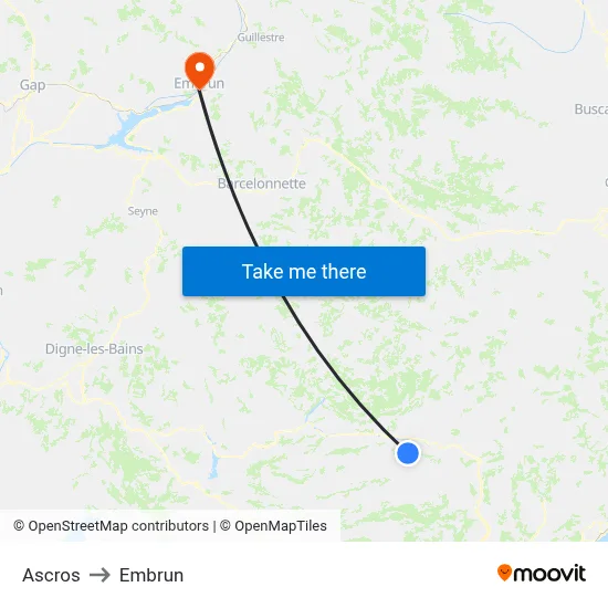 Ascros to Embrun map