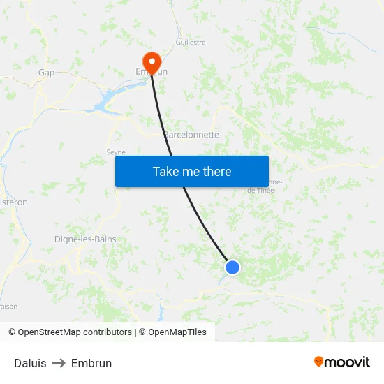 Daluis to Embrun map