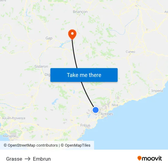 Grasse to Embrun map