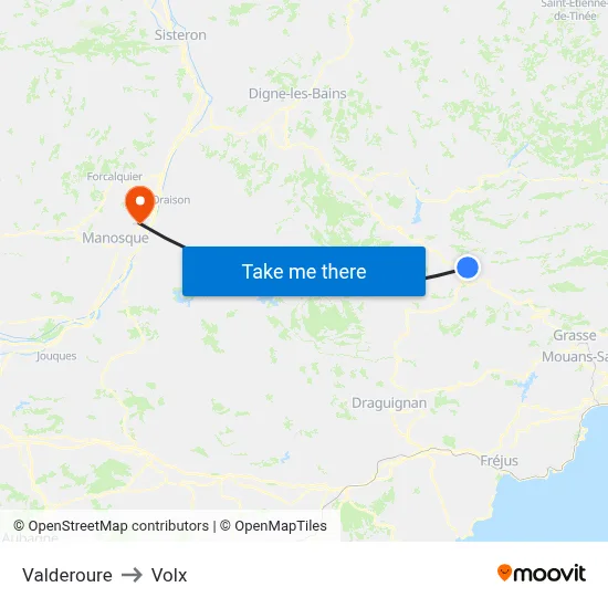 Valderoure to Volx map