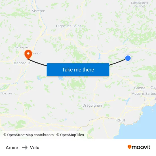 Amirat to Volx map