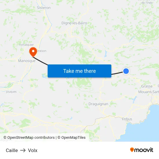 Caille to Volx map