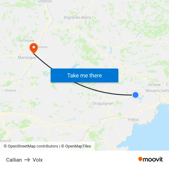 Callian to Volx map