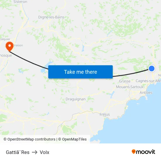 Gattiã¨Res to Volx map
