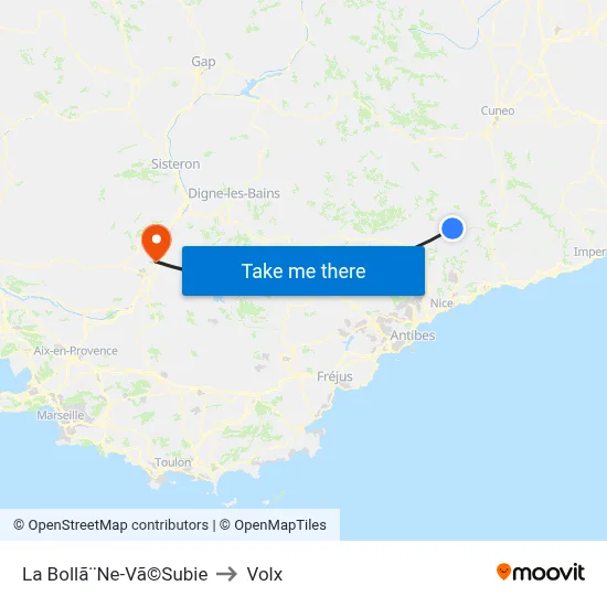 La Bollã¨Ne-Vã©Subie to Volx map