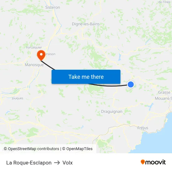 La Roque-Esclapon to Volx map