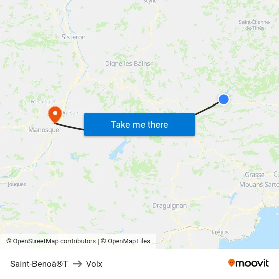 Saint-Benoã®T to Volx map