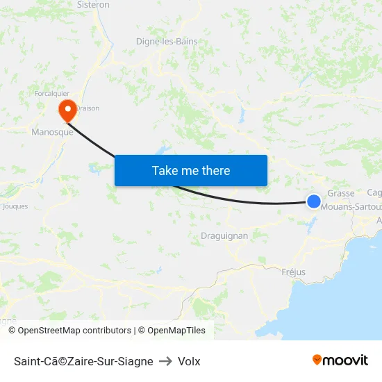 Saint-Cã©Zaire-Sur-Siagne to Volx map