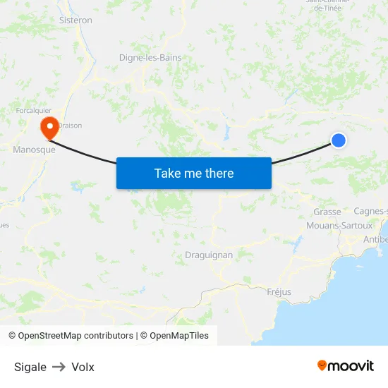 Sigale to Volx map