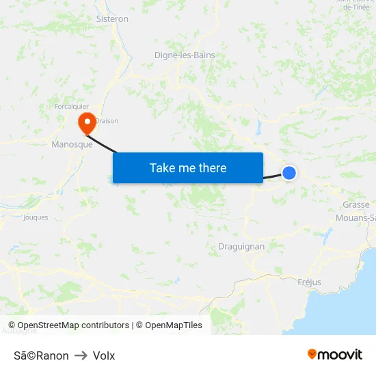 Sã©Ranon to Volx map