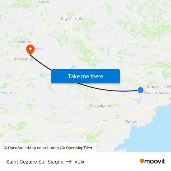 Saint Cezaire Sur Siagne to Volx map